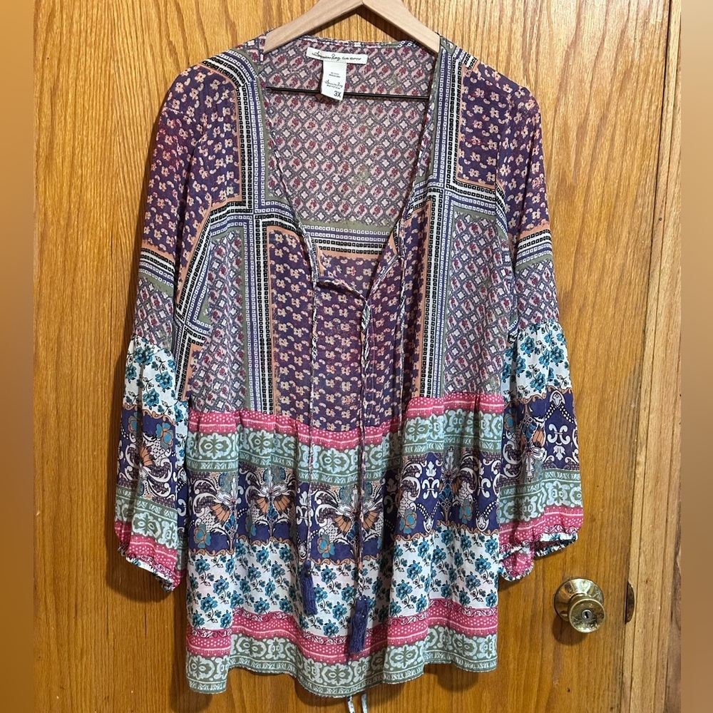 American Rag boho blouse sz‎ 3X Flowy lightweight
